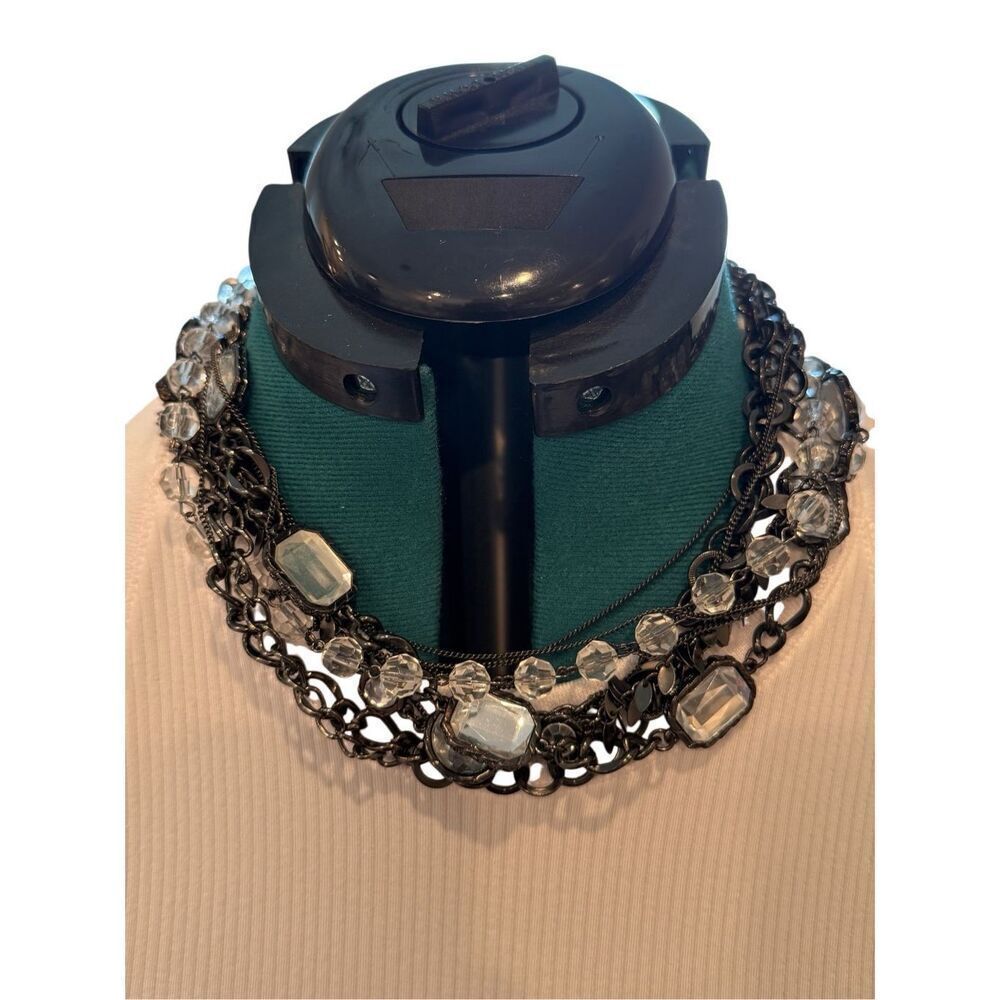 Nordstrom jewelled and dark metal layered necklace